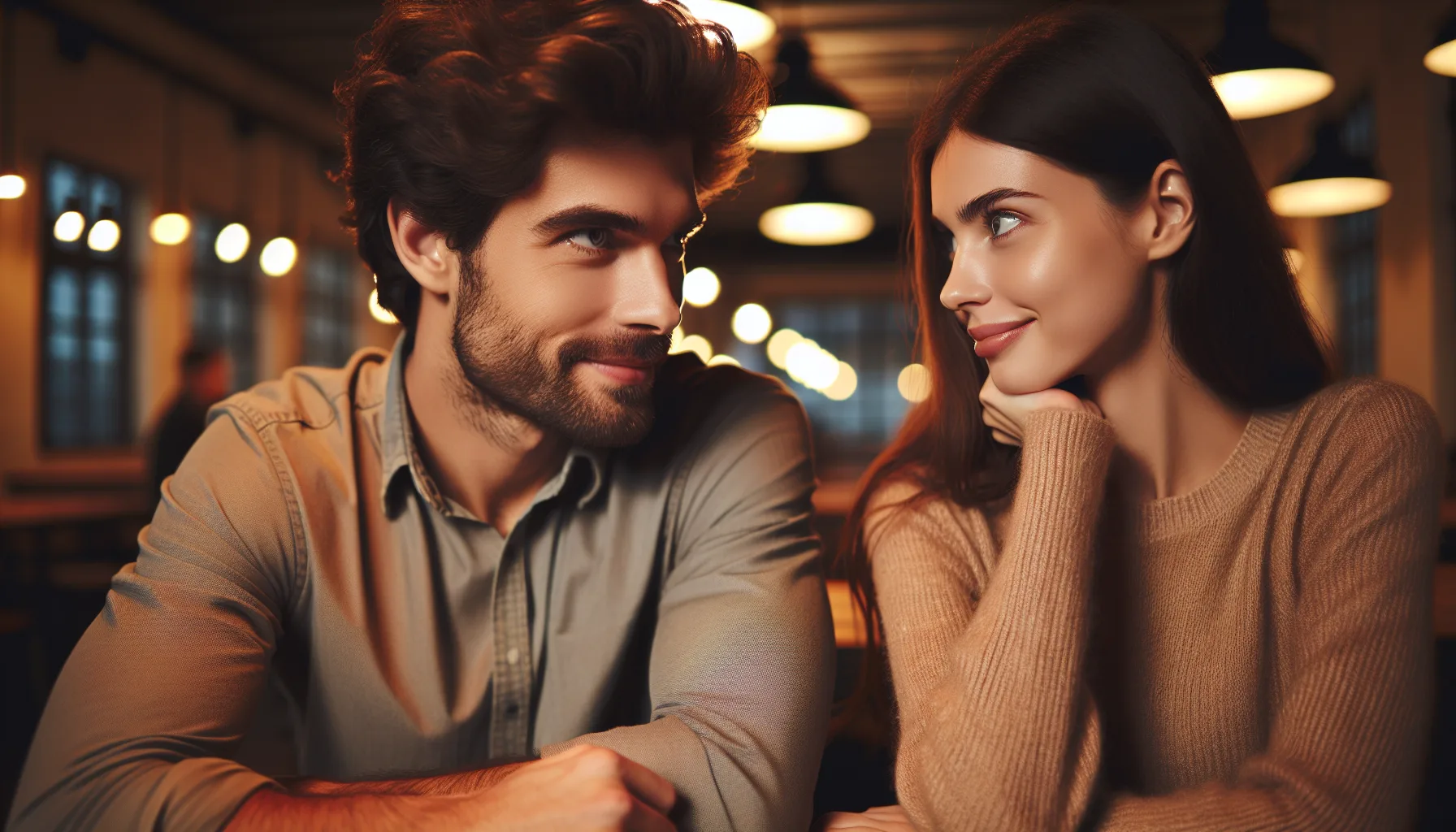 Couple souriant illustrant la séduction naturelle et authentique