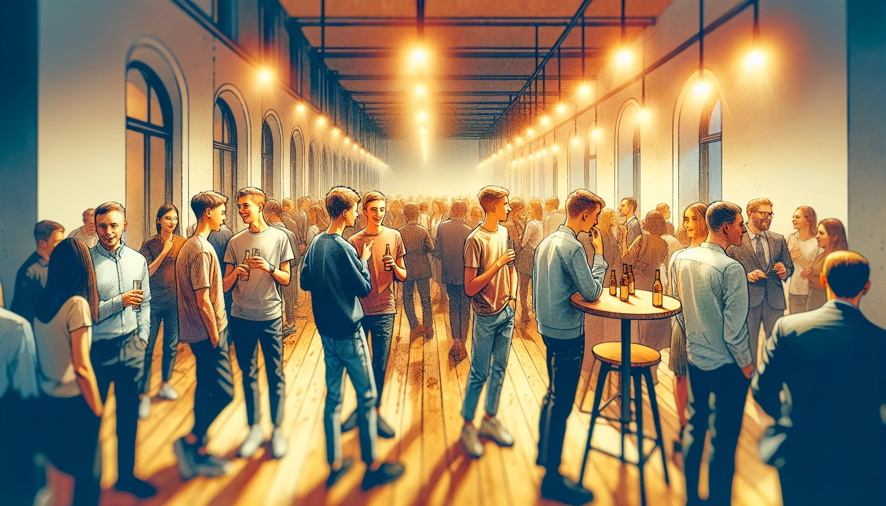 Événement social animé avec des gens qui se rencontrent